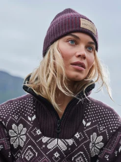 Dale of Norway Alvoy Hat - Norwegian Wool Aubergine Redrose Discount