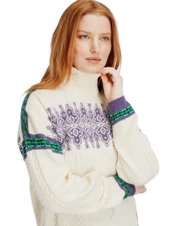 Dale of Norway Aspoy Women's Lightweight Wool Sweater Offwhite Darkpurple Navy Fashion