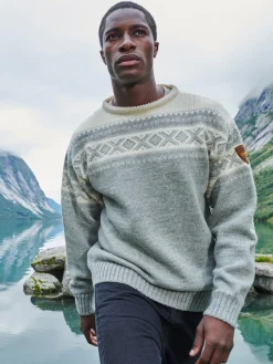 Dale of Norway Cortina 1956 Unisex Sweater - Norwegian Wool Light Charcoal Mel Off-White Cheap