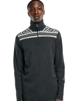 Dale of Norway Cortina Basic Men's Sweater - Superfine Merino Dark Charcoal Offwhite Store