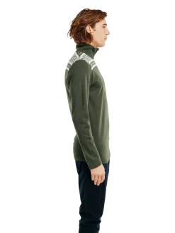 Dale of Norway Cortina Basic Men's Sweater - Superfine Merino Dark Green Offwhite Outlet