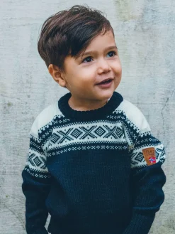 Dale of Norway Cortina Kids' Sweater - Merino Wool Navy Offwhite Outlet