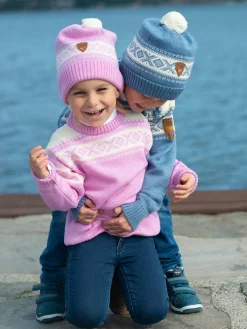 Dale of Norway Cortina Kids' Sweater - Merino Wool Pinkcandy Offwhite Outlet