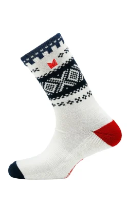 Dale of Norway Cortina Wool Socks Offwhite Navy Raspberry Flash Sale