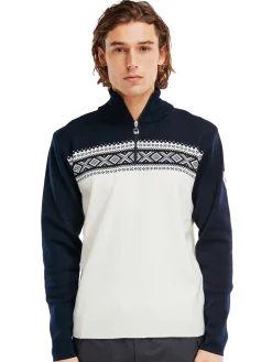 Dale of Norway Dalestolen Men's Merino Wool Sweater Offwhite Navy Best Sale