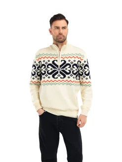 Dale of Norway Falkeberg Men's Sweater Offwhite Black Green Orange Shop
