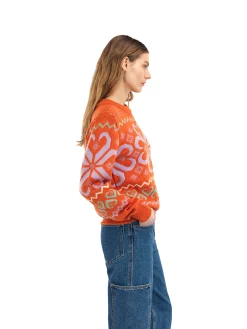 Dale of Norway Falkeberg Women's Sweater Orangemel Lavender Green Offwh New