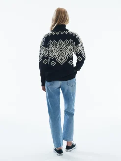 Dale of Norway Falun Women's Sweater - Norwegian Wool Black Off White Discount