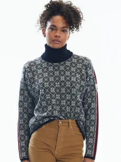 Dale of Norway Firda Women's Sweater - Merino Wool Black Off White Sale