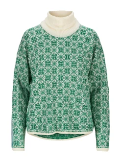 Dale of Norway Firda Women's Sweater - Merino Wool Brightgreen Offwhite Best Sale