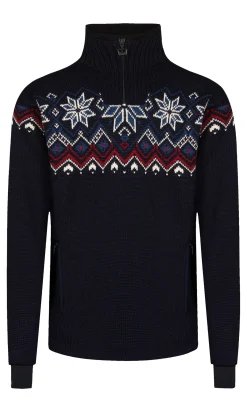 Dale of Norway Fongen Weatherproof Men's Sweater - Norwegian Wool Navy Offwhite Redrose Indigo Fashion