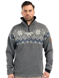 Dale of Norway Fongen Weatherproof Men's Sweater - Norwegian Wool Smoke Offwhite Indigo Charcoal Cheap