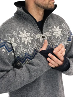 Dale of Norway Fongen Weatherproof Men's Sweater - Norwegian Wool Smoke Offwhite Indigo Charcoal Cheap