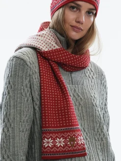 Dale of Norway Garmisch Scarf - Merino Wool Red White Navy Fashion