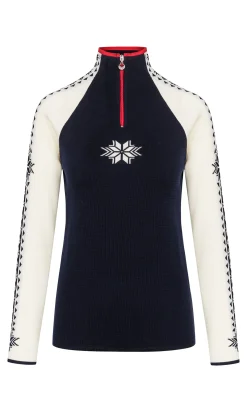 Dale of Norway Geilo Women's Sweater - Merino Wool Navy Offwhite Raspberry Flash Sale