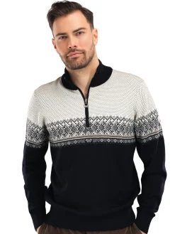 Dale of Norway Hovden Men's Sweater - Merino Wool Black Lightcharcoal Smoke Clearance