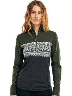 Dale of Norway Moritz Basic Women's Sweater - Superfine Merino Darkgreen Darkcharcoal Offwhit Shop