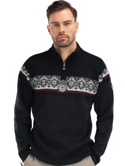 Dale of Norway Moritz Men's Sweater - Merino Wool Darkcharcoal Raspberry Black Flash Sale