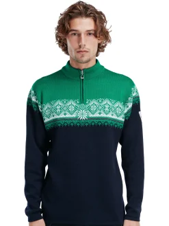 Dale of Norway Moritz Men's Sweater - Merino Wool Navy Brightgreen Flash Sale