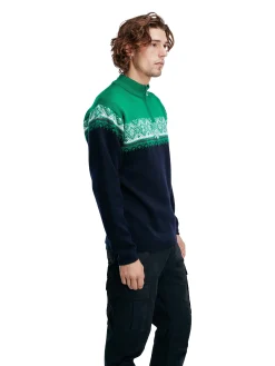 Dale of Norway Moritz Men's Sweater - Merino Wool Navy Brightgreen Flash Sale