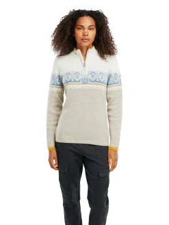 Dale of Norway Moritz Women's Sweater - Merino Wool Sand Offwhite Blueshadow Outlet