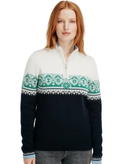 Dale of Norway Moritz Women's Sweater - Merino Wool Navy Brightgreen Offwhite Sale