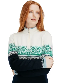 Dale of Norway Moritz Women's Sweater - Merino Wool Navy Brightgreen Offwhite Sale