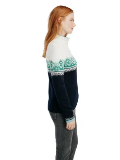 Dale of Norway Moritz Women's Sweater - Merino Wool Navy Brightgreen Offwhite Sale