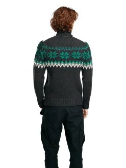 Dale of Norway Myking Men's Sweater - Merino Wool Darkgrey Brightgreen Hot