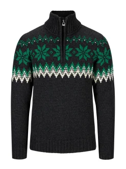 Dale of Norway Myking Men's Sweater - Merino Wool Darkgrey Brightgreen Hot