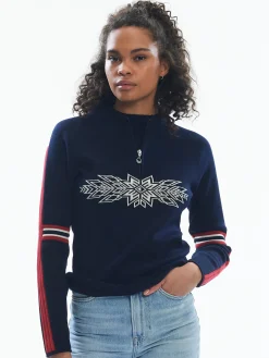 Dale of Norway Ol Spirit Women's Sweater - Merino Wool Navy Off White Raspberry Flash Sale
