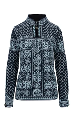Dale of Norway Peace Women's Knit Sweater Navy Iceblue Cheap