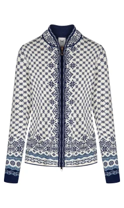 Dale of Norway Solfrid Women's Jacket - Merino Wool Offwhite Electricstorm Navy Outlet
