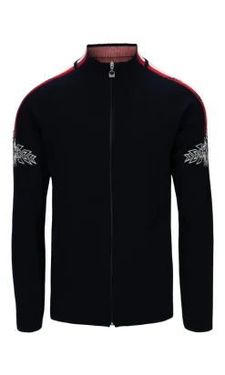 Dale of Norway Spirit Men's Jacket - Merino Wool Navy Offwhite Raspberry Hot