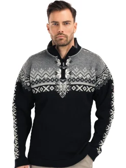 Dale of Norway 140Th Anniversary Men's Sweater - Norwegian Wool Black Smoke Offwhite Fashion