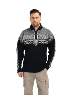 Dale of Norway 140Th Anniversary Men's Sweater - Norwegian Wool Black Smoke Offwhite Fashion