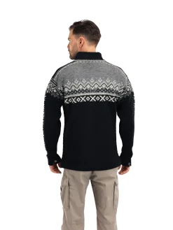 Dale of Norway 140Th Anniversary Men's Sweater - Norwegian Wool Black Smoke Offwhite Fashion