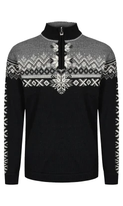 Dale of Norway 140Th Anniversary Men's Sweater - Norwegian Wool Black Smoke Offwhite Fashion