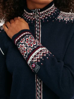 Dale of Norway 140Th Anniversary Women's Wool Jacket Navy Red Rose Off White Clearance