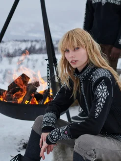 Dale of Norway 140Th Anniversary Women's Wool Jacket Black Offwhite Smoke Online