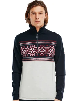 Dale of Norway Tindefjell Basic Men's Merino Wool Basic Sweater Navy Offwhite Raspberry Sale