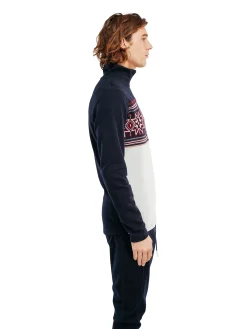 Dale of Norway Tindefjell Basic Men's Merino Wool Basic Sweater Navy Offwhite Raspberry Sale
