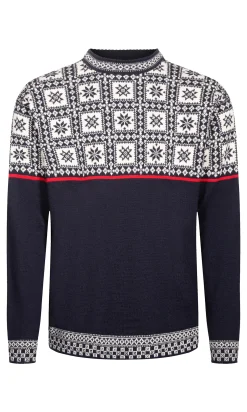 Dale of Norway Tyssoy Men's Sweater - Norwegian Wool Navy Offwhite Red Discount