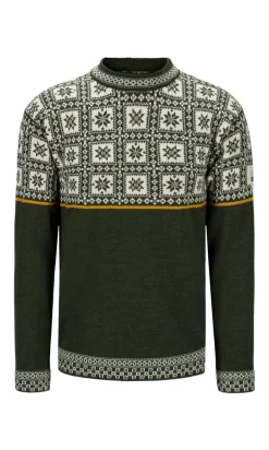 Dale of Norway Tyssoy Men's Sweater - Norwegian Wool Dark Green Offwhite Mustard Store
