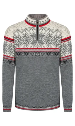 Dale of Norway Vail Men's Sweater - Norwegian Wool Smoke Raspberry Offwhite Best