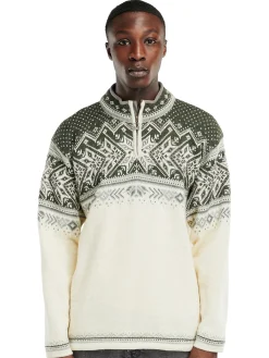 Dale of Norway Vail Men's Sweater - Norwegian Wool Offwhite Dark Green Grey Fashion