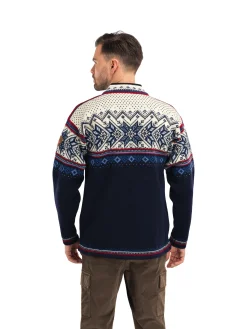 Dale of Norway Vail Men's Sweater - Norwegian Wool Midnightnavy Redrose Offwhite Cheap