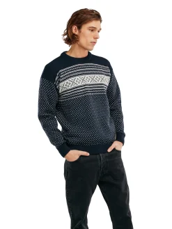 Dale of Norway Valloy Men's Wool Sweater Navy Offwhite Clearance