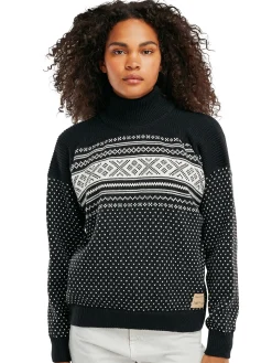 Dale of Norway Valloy Women's Wool Sweater Black Offwhite Hot