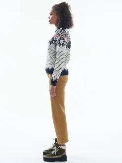 Dale of Norway Vilja Women's Knit Sweater Black Offwhite Metal Redrose Flash Sale